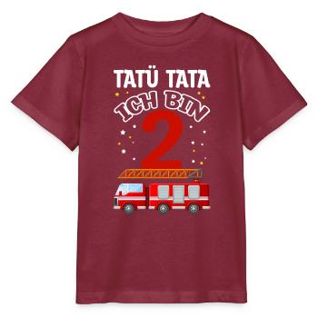 Feuerwehr Kind Feuerwehrauto Blaulicht Geschenkide - Stanley/Stella Kinder T-Shirt MINI CREATOR  - Burgunderrot - Vorne - Kain (125cm)