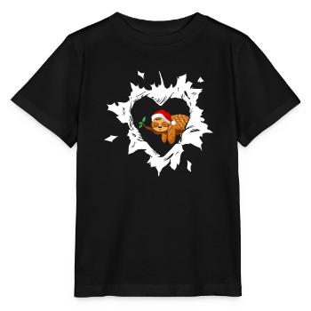 Torn Heart Merry Christmas Santa Claus Sloth - Stanley/Stella MINI CREATOR Kids’ T-Shirt - black - Front - Mikhail (115cm)
