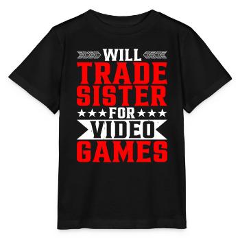 Will Trade Sister For Video Games 16 - Stanley/Stella Kinder T-Shirt MINI CREATOR  - Schwarz - Vorne - Mikhail (115cm)