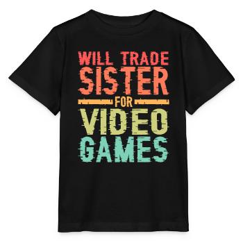 Will Trade Sister For Video Games 17 - Stanley/Stella Kinder T-Shirt MINI CREATOR  - Schwarz - Vorne - Mikhail (115cm)