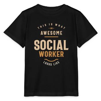 Social Worker - Stanley/Stella MINI CREATOR Kids’ T-Shirt - black - Front - Mikhail (115cm)