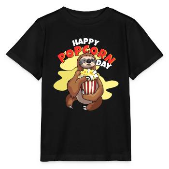 Happy Popcorn Day Sloth Popcorn - T-shirt bio MINI CREATOR Stanley/Stella Enfant - noir - Devant - Mikhail (115cm)