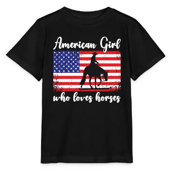 American girl who love horses western horse - Stanley/Stella MINI CREATOR Kids’ T-Shirt - black - Front - Mikhail (115cm)