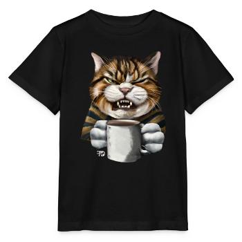 Chat de mauvaise humeur drôle - T-shirt bio MINI CREATOR Stanley/Stella Enfant - noir - Devant - Mikhail (115cm)