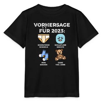 Werdende Eltern Vorhersage für 2023 Werdender Papa - Stanley/Stella Kinder T-Shirt MINI CREATOR  - Schwarz - Vorne - Mikhail (115cm)