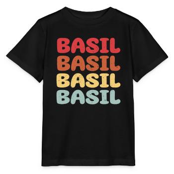 Police de basilic - T-shirt bio MINI CREATOR Stanley/Stella Enfant - noir - Devant - Mikhail (115cm)
