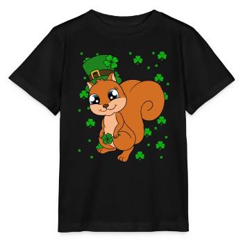 Squirrel Clover St. Patrick's Day - Stanley/Stella MINI CREATOR Kids’ T-Shirt - black - Front - Mikhail (115cm)