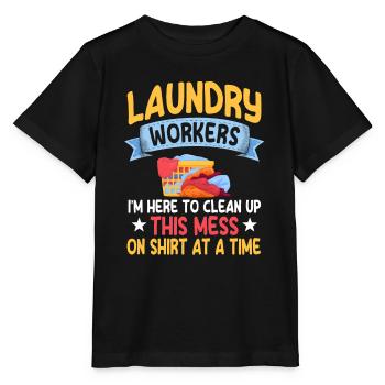 Funny Laundry Worker Gift - Stanley/Stella MINI CREATOR Kids’ T-Shirt - black - Front - Mikhail (115cm)
