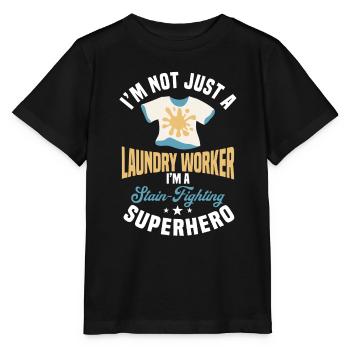 Laundry staff saying - Stanley/Stella MINI CREATOR Kids’ T-Shirt - black - Front - Mikhail (115cm)