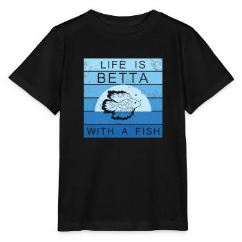 Drôle de vie est Betta avec un - T-shirt bio MINI CREATOR Stanley/Stella Enfant - noir - Devant - Mikhail (115cm)