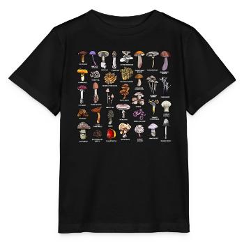 Pilze mit Bezeichnung Pilzsammlung - Stanley/Stella Kinder T-Shirt MINI CREATOR  - Schwarz - Vorne - Mikhail (115cm)
