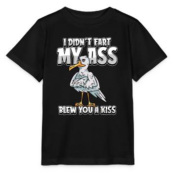 Mouette je n’ai pas pété mes fesses t’a soufflé un baiser - T-shirt bio MINI CREATOR Stanley/Stella Enfant - noir - Devant - Mikhail (115cm)