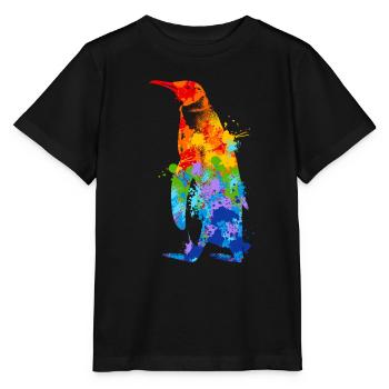 Pinguin Splash Art Arktis Eis - Stanley/Stella Kinder T-Shirt MINI CREATOR  - Schwarz - Vorne - Mikhail (115cm)