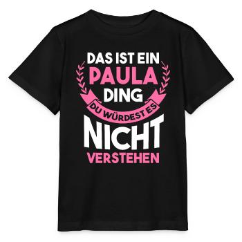 Name Paula - Stanley/Stella Kinder T-Shirt MINI CREATOR  - Schwarz - Vorne - Mikhail (115cm)