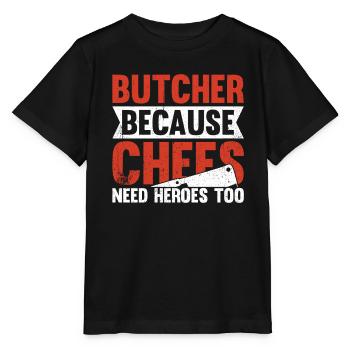 Butcher Because Chefs Need Heroes Too - Stanley/Stella Kinder T-Shirt MINI CREATOR  - Schwarz - Vorne - Mikhail (115cm)