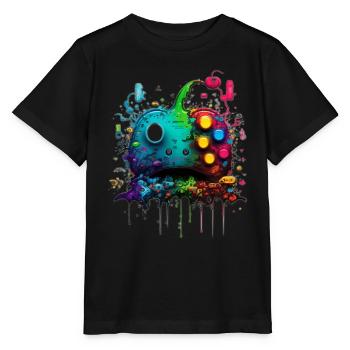 Neon Gaming Controller / Kontroller - Stanley/Stella Kinder T-Shirt MINI CREATOR  - Schwarz - Vorne - Mikhail (115cm)