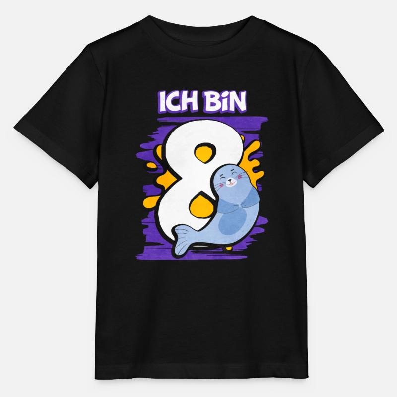 Ich Bin 8 Robbe - Stanley/Stella Kinder T-Shirt MINI CREATOR  - Schwarz