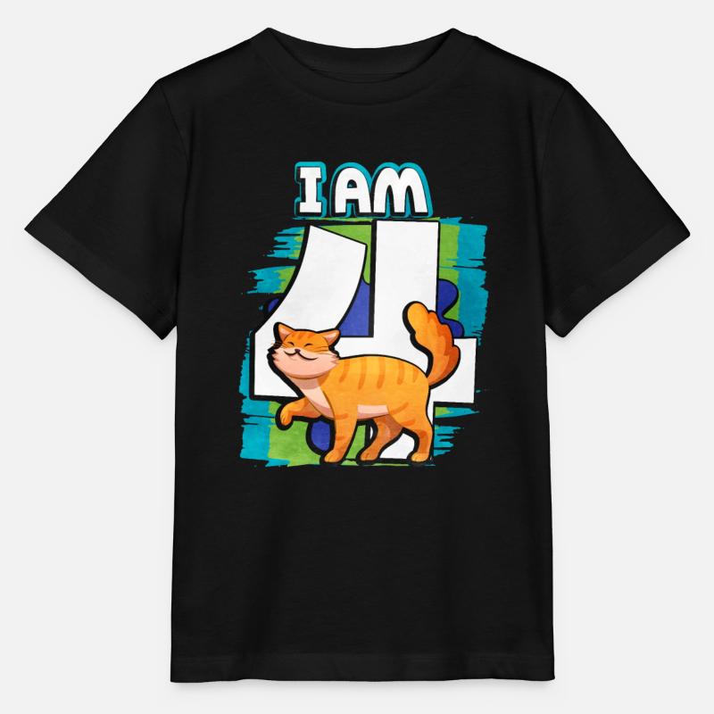 Ich Bin 4 Katze - Stanley/Stella Kinder T-Shirt MINI CREATOR  - Schwarz