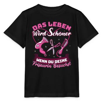 Friseurin Hairstylistin Das Leben wird schöner - Stanley/Stella Kinder T-Shirt MINI CREATOR  - Schwarz - Vorne - Mikhail (115cm)