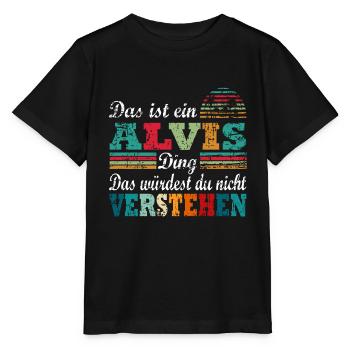 Name Alvis - Stanley/Stella Kinder T-Shirt MINI CREATOR  - Schwarz - Vorne - Mikhail (115cm)