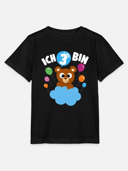 Teddybär Geburtstagshirt 3 Jahre Mädchen Geschenk - Stanley/Stella Kinder T-Shirt MINI CREATOR - Schwarz