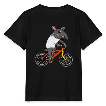 Tapir Bike Riding Bike Gift Kids Tapir - Stanley/Stella MINI CREATOR Kids’ T-Shirt - black - Front - Mikhail (115cm)