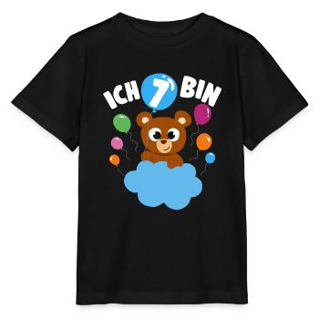 Teddybär Geburtstagshirt 7 Jahre Mädchen Geschenk - Stanley/Stella Kinder T-Shirt MINI CREATOR  - Schwarz - Vorne - Mikhail (115cm)