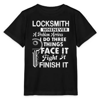 Locksmith Locksmith Solves Problem - Stanley/Stella MINI CREATOR Kids’ T-Shirt - black - Front - Mikhail (115cm)