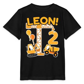 2. Geburtstag Vorname Leon Bagger Deko - Stanley/Stella Kinder T-Shirt MINI CREATOR  - Schwarz - Vorne - Mikhail (115cm)