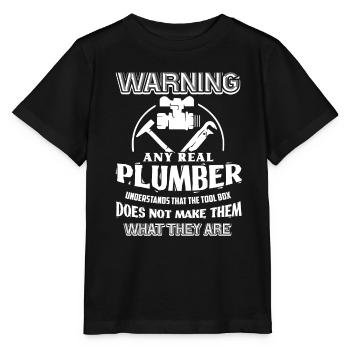 Plumber Plumber Warning - Stanley/Stella MINI CREATOR Kids’ T-Shirt - black - Front - Mikhail (115cm)