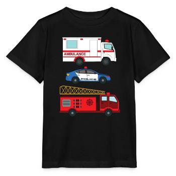 Krankenwagen der Polizei Feuerwehrauto _ - Stanley/Stella Kinder T-Shirt MINI CREATOR  - Schwarz - Vorne - Mikhail (115cm)