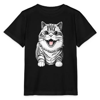 Stubentiger Katze für Katzenfreunde - Stanley/Stella Kinder T-Shirt MINI CREATOR  - Schwarz - Vorne - Mikhail (115cm)