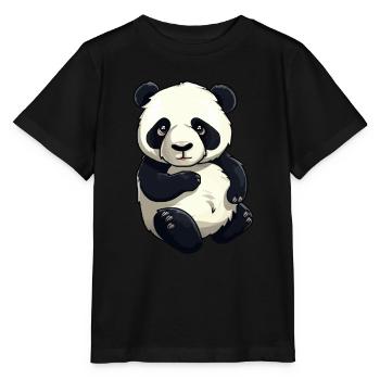 Cuddly Panda Bear - Stanley/Stella MINI CREATOR Kids’ T-Shirt - black - Front - Mikhail (115cm)