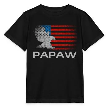 Papaw Vatertag Amerikanische Flagge Großvater Lustig - Stanley/Stella Kinder T-Shirt MINI CREATOR  - Schwarz - Vorne - Mikhail (115cm)