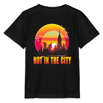 New York City Skyline Sonnenuntergang Hitze - Stanley/Stella Kinder T-Shirt MINI CREATOR  - Schwarz - Vorne - Mikhail (115cm)