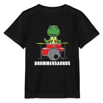 Drummersaurus Drums Drummer Gift Musicien - T-shirt bio MINI CREATOR Stanley/Stella Enfant - noir - Devant - Mikhail (115cm)