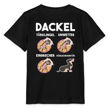 Hund Dackel - Stanley/Stella Kinder T-Shirt MINI CREATOR  - Schwarz - Vorne - Mikhail (115cm)