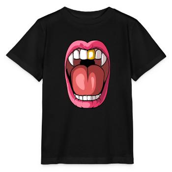 Lustiges Dracula Vampir Zähne - Stanley/Stella Kinder T-Shirt MINI CREATOR  - Schwarz - Vorne - Mikhail (115cm)