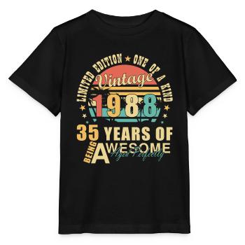 August 1988 35 Jahre Jubiläumsgeschenk - Stanley/Stella Kinder T-Shirt MINI CREATOR  - Schwarz - Vorne - Mikhail (115cm)