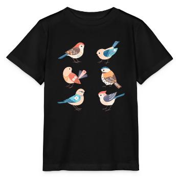 Oiseaux mignons Oiseau Oiseau - T-shirt bio MINI CREATOR Stanley/Stella Enfant - noir - Devant - Mikhail (115cm)