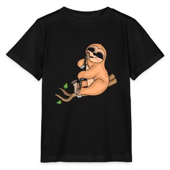Bass Clarinet Sloth Big Band Music Clarinet - Stanley/Stella MINI CREATOR Kids’ T-Shirt - black - Front - Mikhail (115cm)