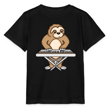 Sloth Keyboard Player Music Kids Keyboard - Stanley/Stella MINI CREATOR Kids’ T-Shirt - black - Front - Mikhail (115cm)