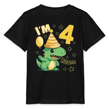Dinosaur Birthday Party 4 Year Old Boy 4 Yrs Gift - Stanley/Stella Kinder T-Shirt MINI CREATOR  - Schwarz - Vorne - Mikhail (115cm)