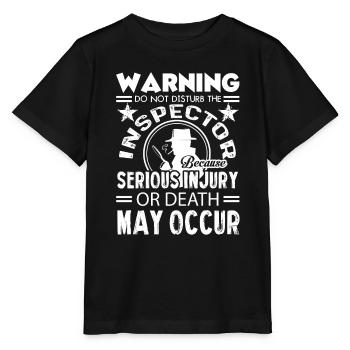 Inspector Warning Do Not Disturb The Inspector - Stanley/Stella MINI CREATOR Kids’ T-Shirt - black - Front - Mikhail (115cm)