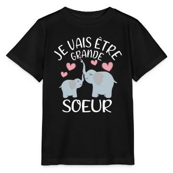Future Grande Sœur Eléphant - Stanley/Stella Kinder T-Shirt MINI CREATOR  - Schwarz - Vorne - Mikhail (115cm)