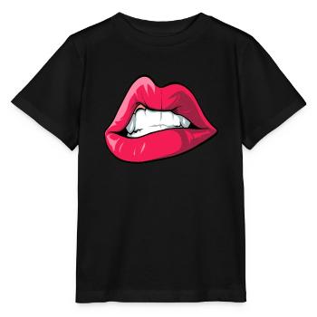 Angry 80s Party 90s Party Kissing Mouth - Stanley/Stella MINI CREATOR Kids’ T-Shirt - black - Front - Mikhail (115cm)
