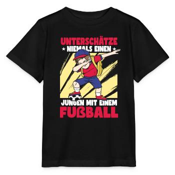 Unterschätze Niemals Einen Jungen Fußball - Stanley/Stella Kinder T-Shirt MINI CREATOR  - Schwarz - Vorne - Mikhail (115cm)