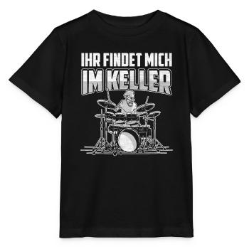 Ihr findet mich im Keller Schlagzeug - Stanley/Stella Kinder T-Shirt MINI CREATOR  - Schwarz - Vorne - Mikhail (115cm)