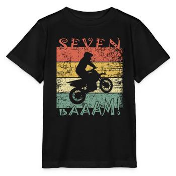 7. Geburtstag Motocross 7 Jahre Jungen Mädchen - Stanley/Stella Kinder T-Shirt MINI CREATOR  - Schwarz - Vorne - Mikhail (115cm)
