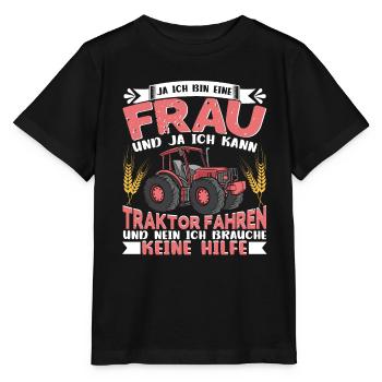 Landwirtin Bäuerin Ja ich kann Traktor fahren - Stanley/Stella Kinder T-Shirt MINI CREATOR  - Schwarz - Vorne - Mikhail (115cm)